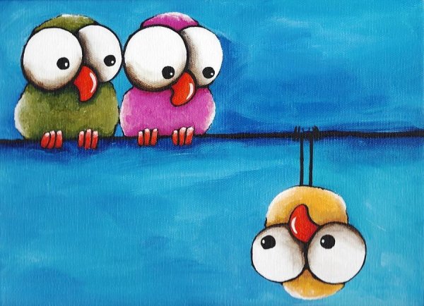 Смешные нарисованные птицы