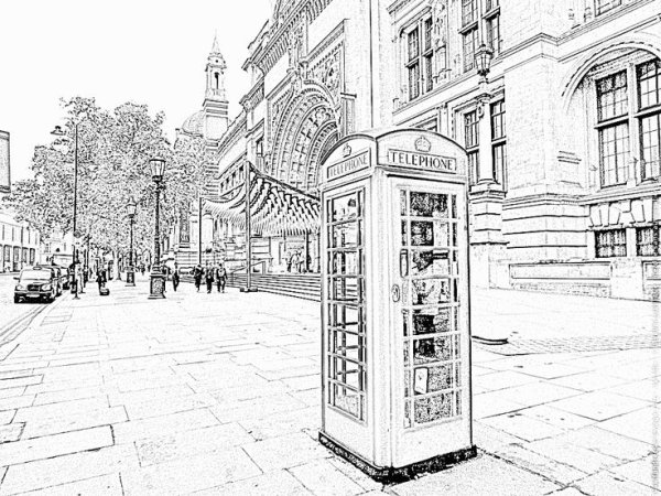 Лондон черно белый рисунок