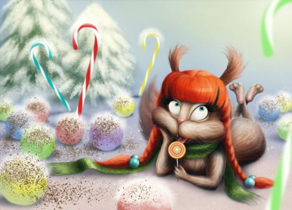 Прикольная белка рисунок