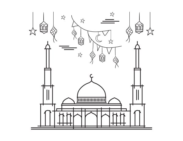 Мечеть контурный рисунок