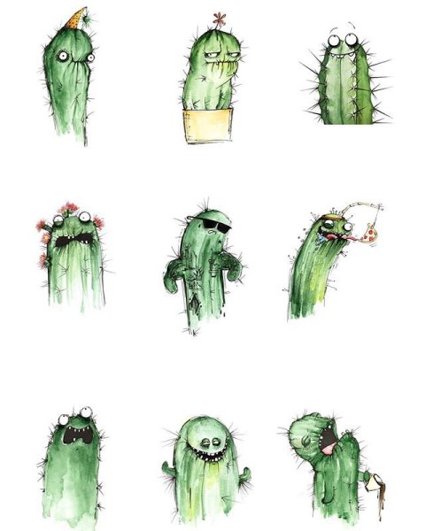 Кактус смешной рисунок