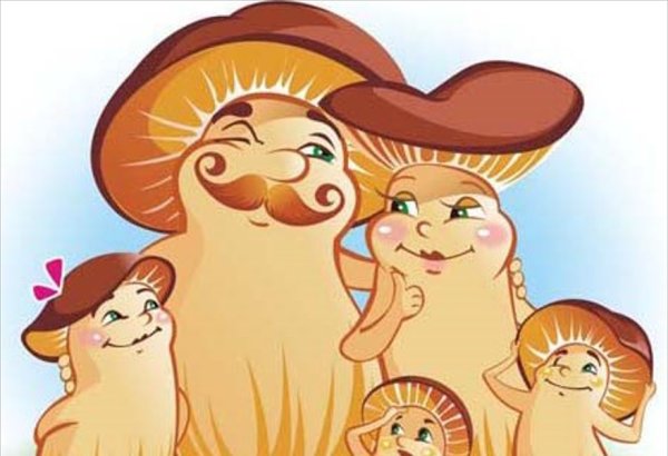 Мультяшные грибы с глазами