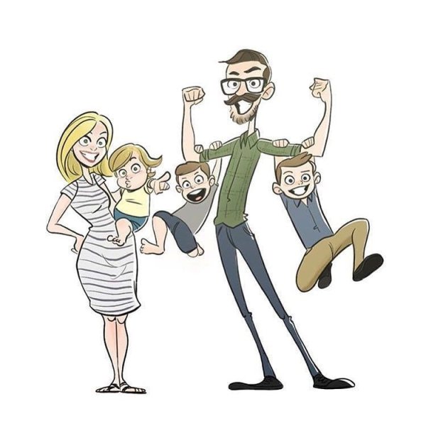 Семья карикатура