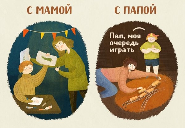 Мем про разницу между папой и мамой