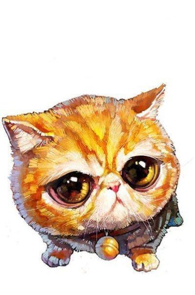 Мультяшный кот с большими глазами