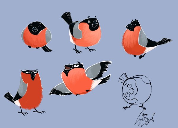 Снегирь мультяшный