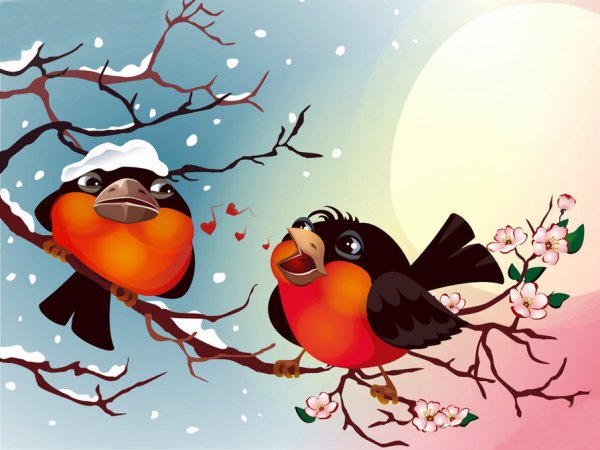 Веселые зимние птички