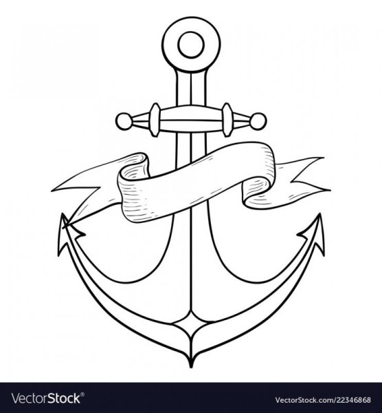 Якорь рисунок в цвете