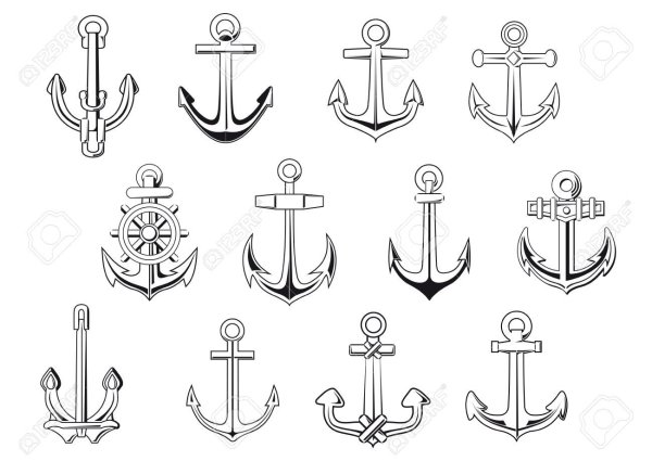 Контурные Татуировки якорь