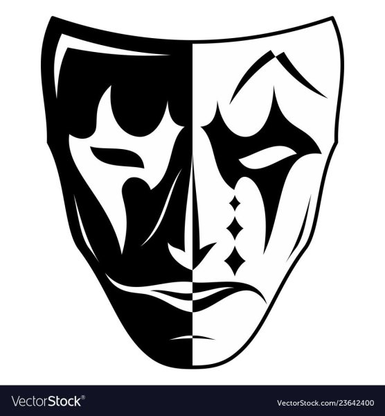 Театральная маска добрая чб