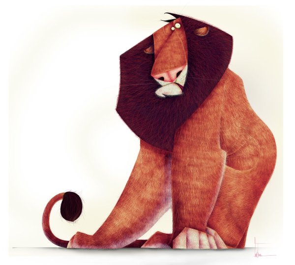 Смешной Лев нарисованный