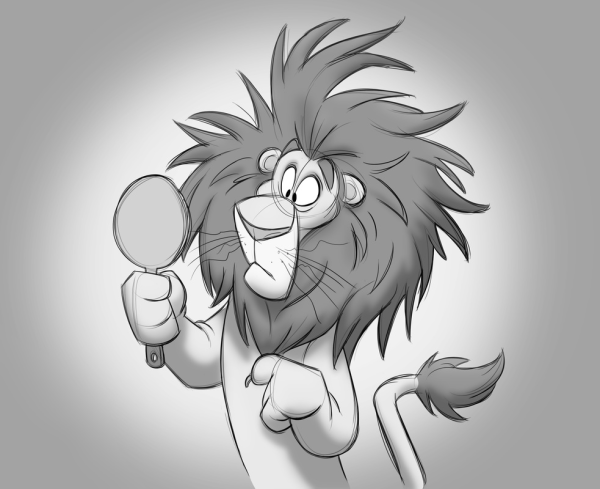 Смешной Лев нарисованный