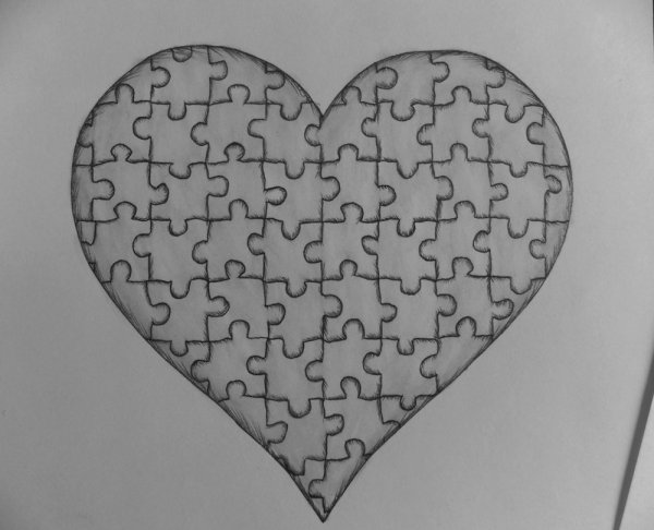 Нарисовать сердечко пазл