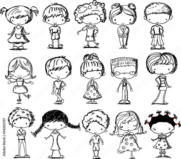 Мультяшный ребенок чб