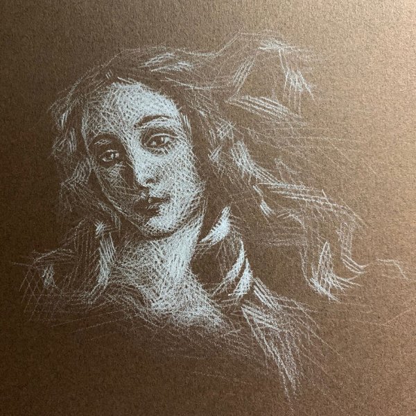 Портрет пастелью черно белый