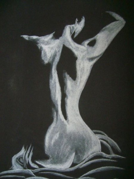 Пастель на черной бумаге