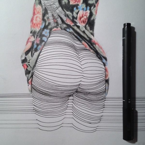 Рисунок попы маркером