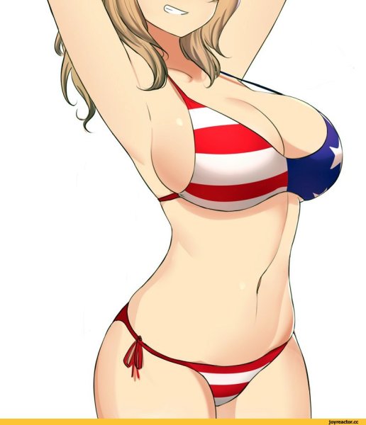 Аниме тян в купальнике с большой грудью