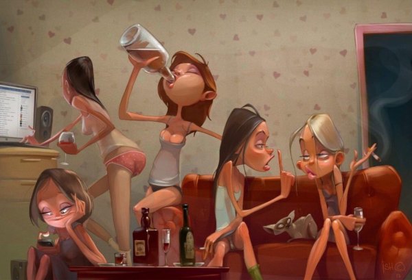 Подружки карикатура