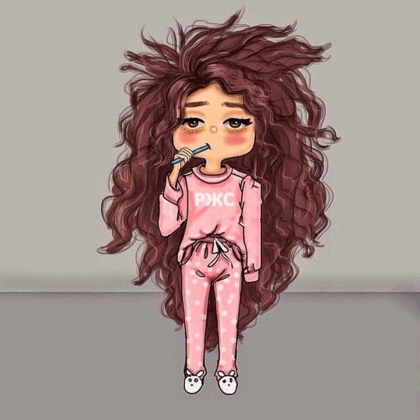 Мультяшная девочка с кудрявыми волосами