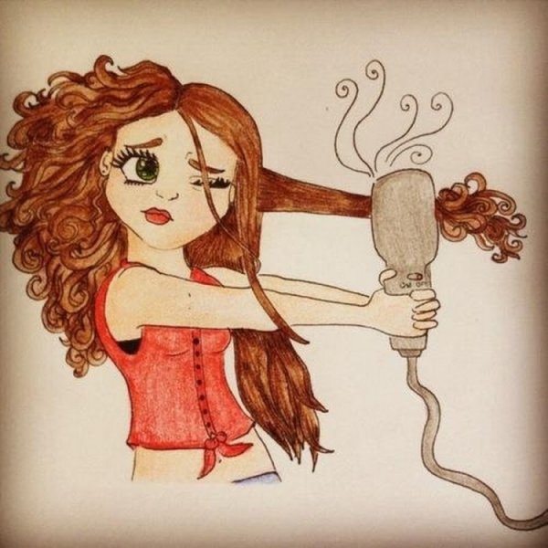 Мультяшные волосы девушки