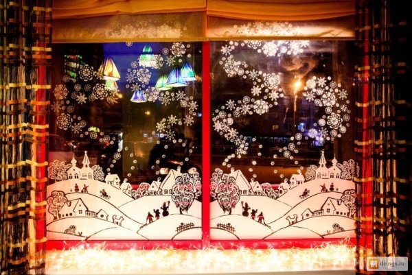 Расписанные витрины на новый год