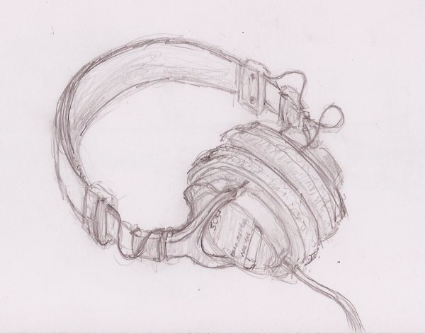 Наушники рисунок карандашом