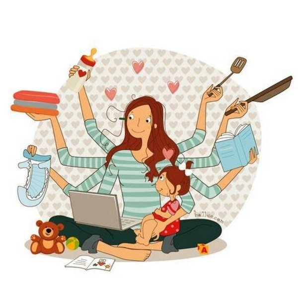 Уставшая мама в декрете