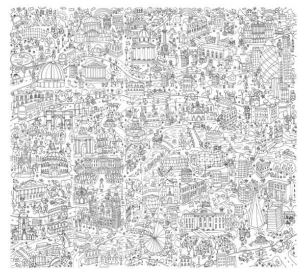 Раскраска мелкая город