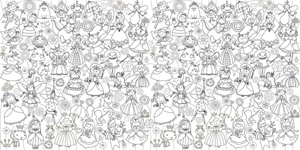 Раскраска виммельбух принцессы