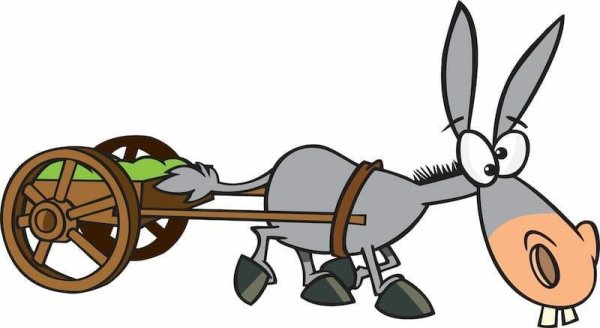 Осел с повозкой для детей