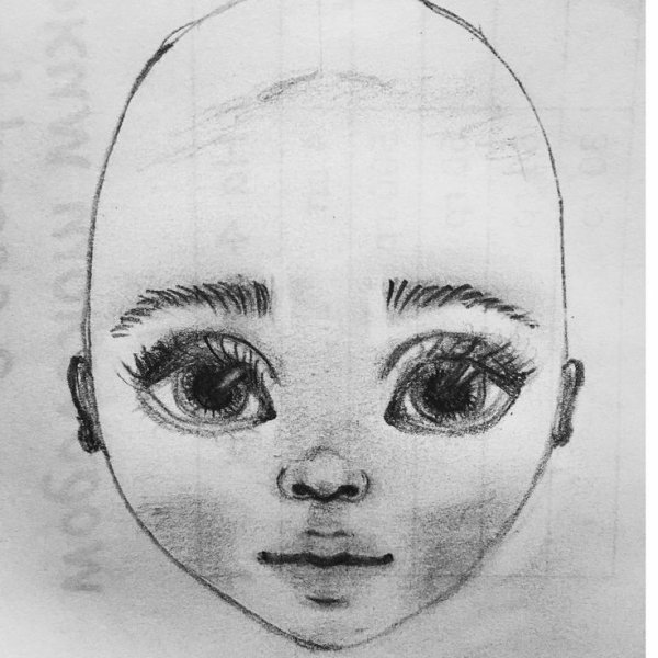 Эскизы кукольных лиц