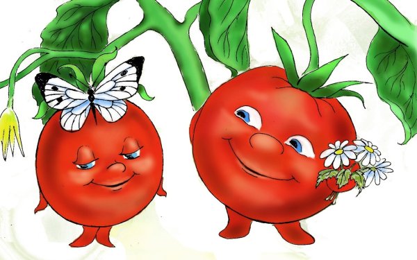 Веселые овощи помидор