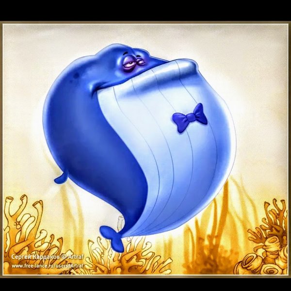 Кит прикольный мультяшный