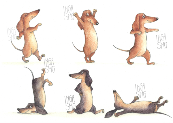 Такса нарисованная смешная