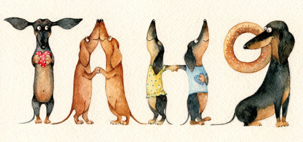 Веселая такса рисунок