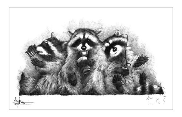 Прикольный енот рисунок