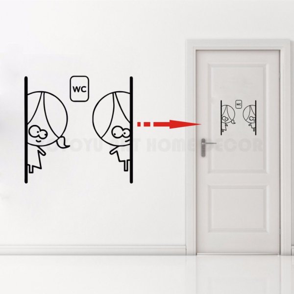 Наклейка на дверь туалета