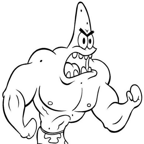 Губка Боб силач раскраска