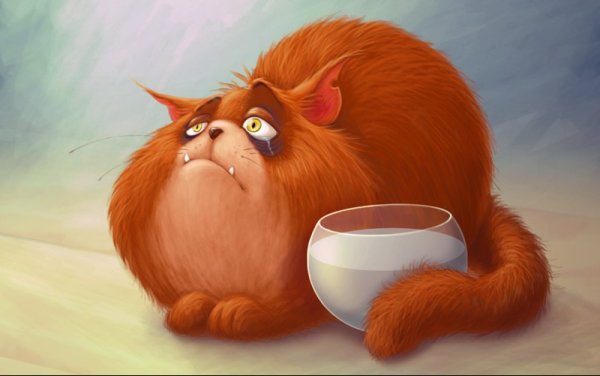 Толстый рыжий кот арт