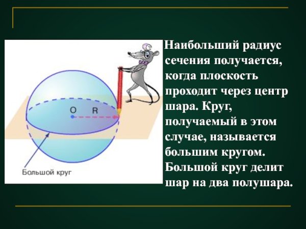 Площадь поверхности большого круга шара