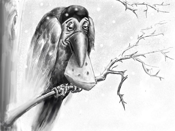 Смешная ворона рисунок