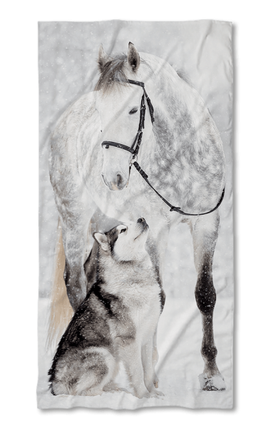 Махровое полотенце с лошадью