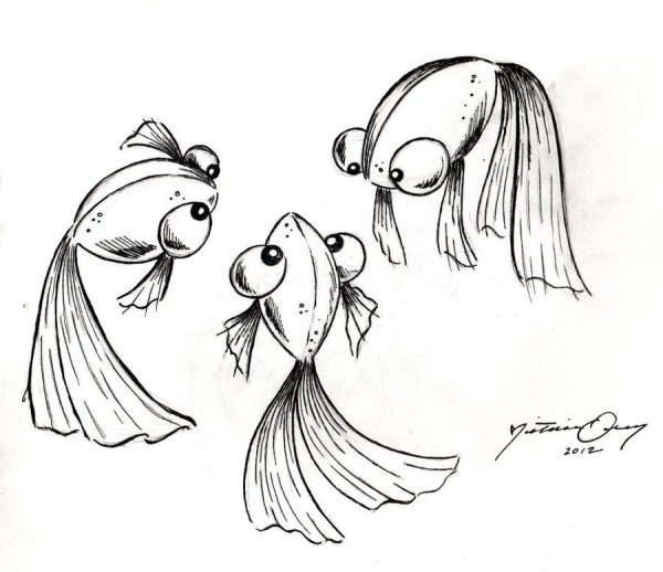 Смешные рыбы рисунки карандашом