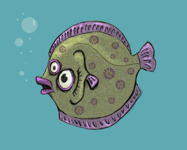Смешная плоская рыба