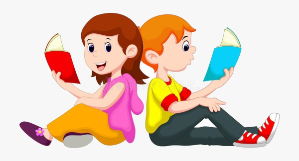 Мальчик и девочка читают книгу