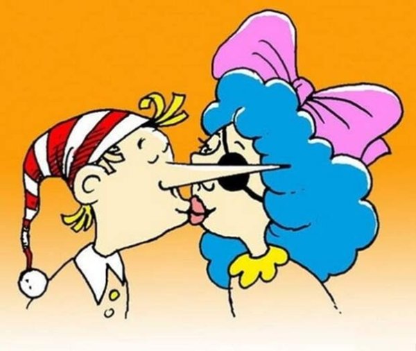 Поцелуй карикатура