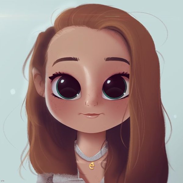 Мультяшная девушка с коричневыми волосами