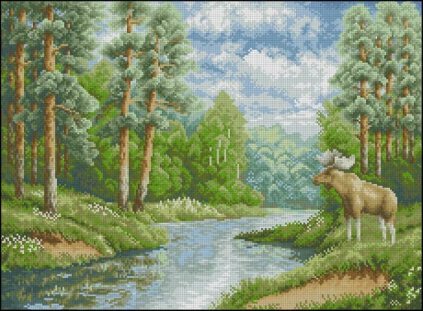 Вышивка золотое Руно Лесная речка