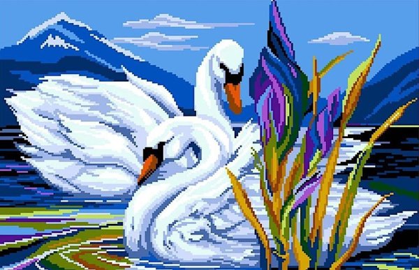 Набор лебеди 45х45 Fedi кв701